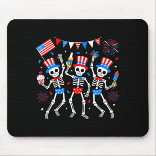 Alfombrilla De Ratón Esqueleto bailando 4 de julio merica usa americano