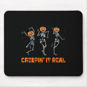 Alfombrilla De Ratón Esqueleto Bailando Creepy Halloween Divertido Real