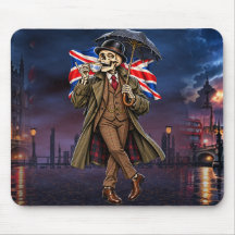 Esqueleto Británico Londres Lluvia Té Union Jack B
