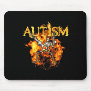 Alfombrilla De Ratón Esqueleto de autismo armas divertidas fuego huesos