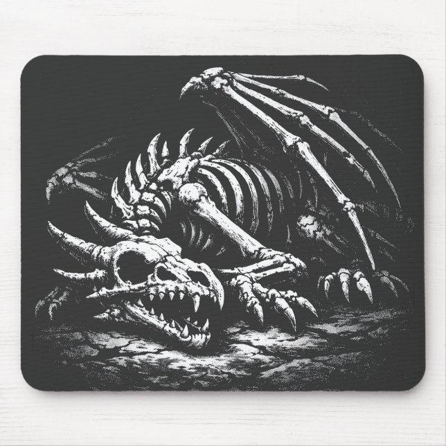 Alfombrilla De Ratón Esqueleto de Dragón — por BurnsInHell (Frente)