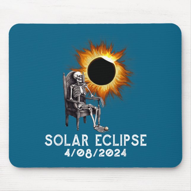 Alfombrilla De Ratón Esqueleto de eclipse solar total lindo de abril (Frente)