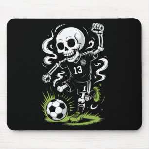 Alfombrilla De Ratón Esqueleto de fútbol de Halloween bajo la luna nara