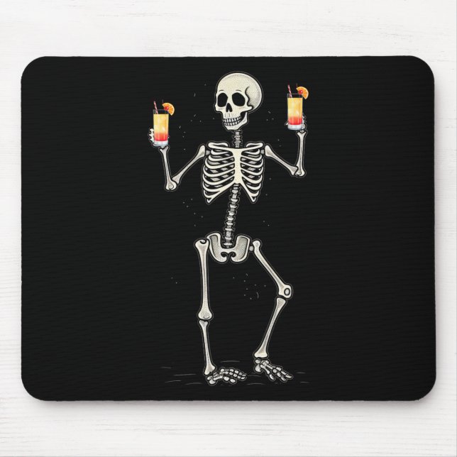 Alfombrilla De Ratón Esqueleto de Halloween Beber Tequila Tail (Frente)