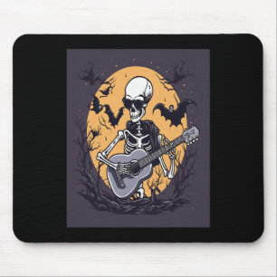 Alfombrilla De Ratón Esqueleto de Halloween Tocando Música De Guitarra