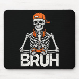 Alfombrilla De Ratón Esqueleto de jugador Bruh Halloween Control de vid