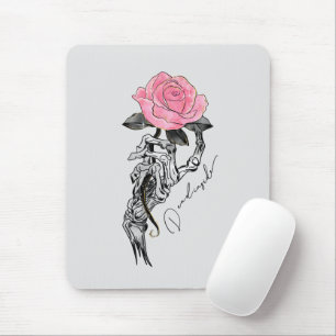 Alfombrilla De Ratón Esqueleto De Mano De gótico Con Rosa Rosa Rosa Ros
