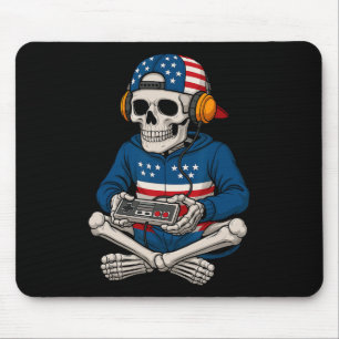 Alfombrilla De Ratón Esqueleto divertidísimo Patriótico Halloween Skele