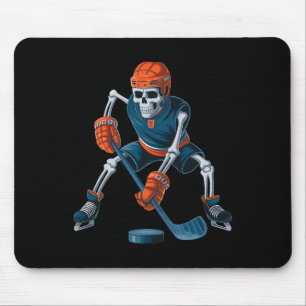 Alfombrilla De Ratón Esqueleto Divertido Hockey Sobre Hielo Halloween _