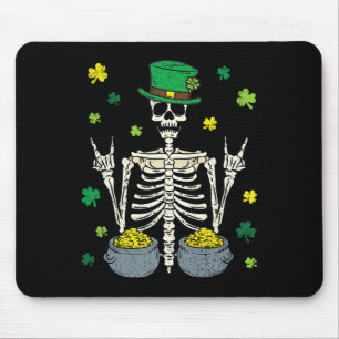 Alfombrilla De Ratón Esqueleto duende día de San Patricio trébol clavo