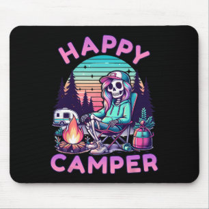 Alfombrilla De Ratón Esqueleto Feliz Campista Acampando Divertido Veran