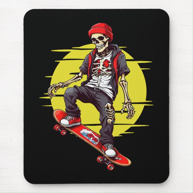 Alfombrilla De Ratón Esqueleto haciendo skateboarding (Frente)