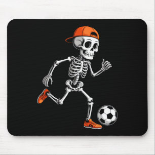 Alfombrilla De Ratón Esqueleto Jugando Fútbol Niños Hombres Loco Hallow