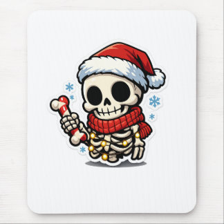 Alfombrilla De Ratón Esqueleto Kawaii de Navidad Lindo Sosteniendo Cara
