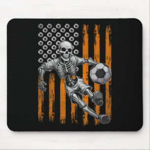 Alfombrilla De Ratón Esqueleto retro jugando fútbol bandera de Estados 