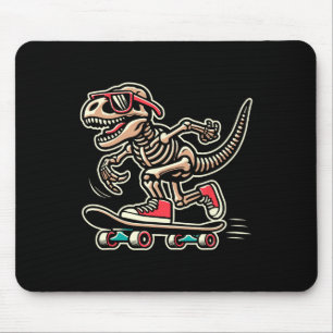 Alfombrilla De Ratón Esqueleto Retro T-rex Dinosaurio Skateboarding Niñ