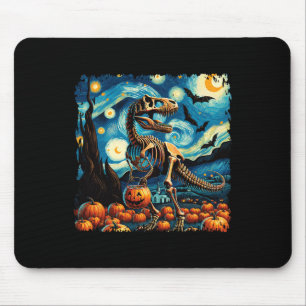 Alfombrilla De Ratón Esqueleto T-rex Halloween Van Gogh Starry Night Fa