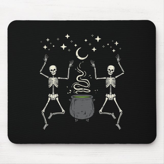Alfombrilla De Ratón Esqueletos de Halloween Dance Witch Cauldron Costu (Frente)