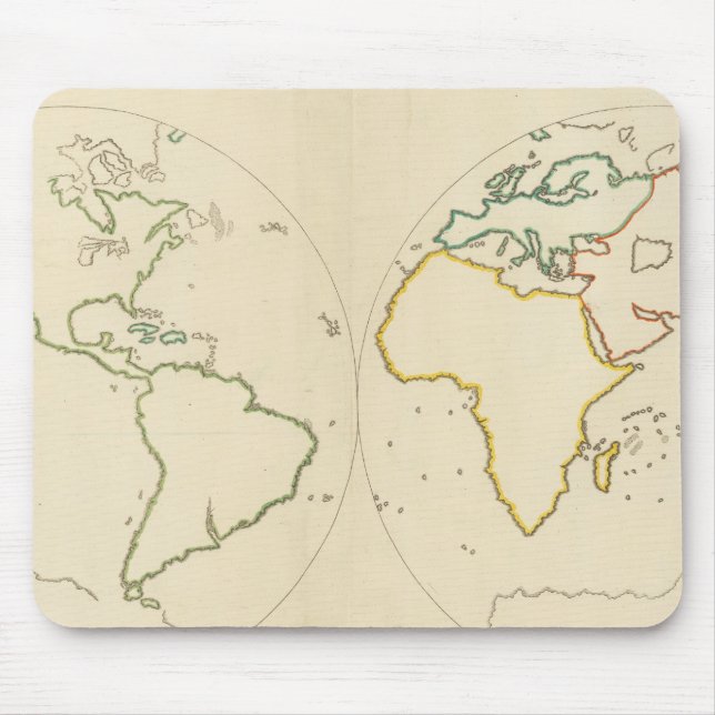 Alfombrilla De Ratón Esquema 2 del mapa mundial (Frente)