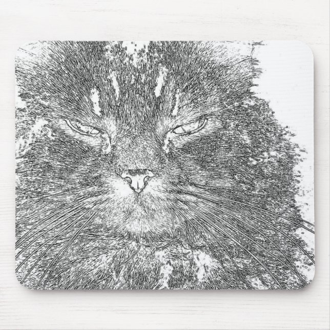 Alfombrilla De Ratón Esquema del gato (Frente)