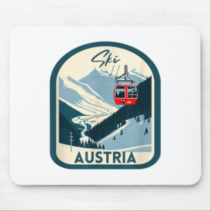 Alfombrilla De Ratón Esquí austria retro vintage estilo austriaco esquí