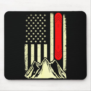 Alfombrilla De Ratón Esquí con snowboard bandera americana