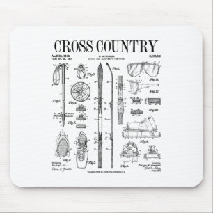 Alfombrilla De Ratón Esquí nórdico de cross country esquí vintage paten