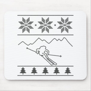 Alfombrilla De Ratón Esquí - patrón de tejido - Navidades - montañas