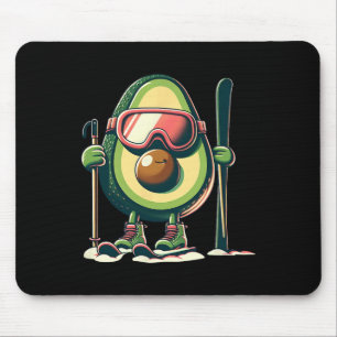Alfombrilla De Ratón Esquiador de aguacate con gafas postes de esquí bo