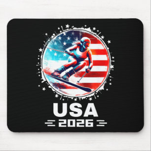 Alfombrilla De Ratón Esquiadora Equipo De Esquí Usa 2026 Esquí Bandera