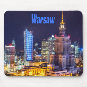 Alfombrilla De Ratón Esquina nocturna de Varsovia Polonia