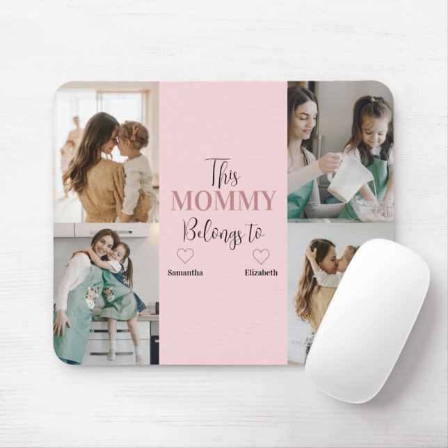 Alfombrilla De Ratón "Esta Mamá Pertenece A", Personalizado De Fotograf (Con ratón)