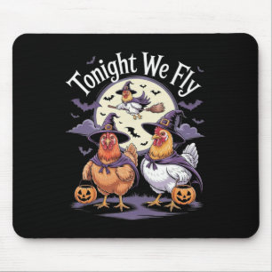 Alfombrilla De Ratón Esta Noche Volamos A Halloween Funny Chickens Roos
