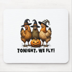Alfombrilla De Ratón Esta Noche Volamos Halloween Pollos Granjeros Anim