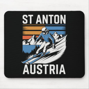 Alfombrilla De Ratón Estación de esquí Retro St Anton Austria