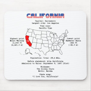 Alfombrilla De Ratón Estado norteamericano de California en un mapa e i