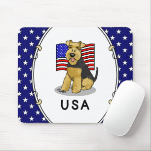 Alfombrilla De Ratón Estados Unidos Bandera Americana Welsh Terrier Per