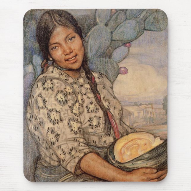 Alfombrilla De Ratón Estafa Calabaza Mousepad de Saturnino Herran Mujer (Frente)