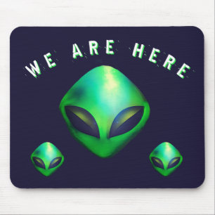Alfombrilla De Ratón "Estamos Aquí" cabeza de alien verde