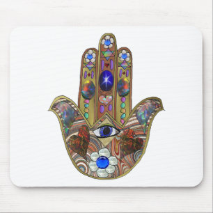 Alfombrilla De Ratón Estampa artística de Hamsa Judaica Corazones Flore