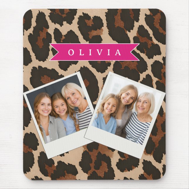 Alfombrilla De Ratón Estampado Animal Chic Personalizado de Leopardo Ro (Frente)