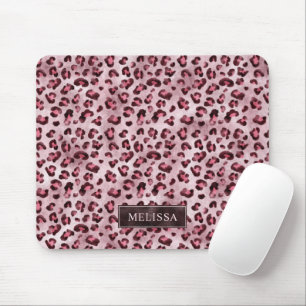 Alfombrilla De Ratón Estampado Animal Leopardo Rosa Con Nombres Y Hojal