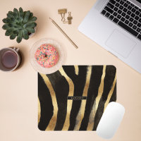Estampado de cebra negro y dorado | Monograma