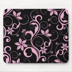 Alfombrilla De Ratón Estampado de flores moderno retro rosado Mousepad