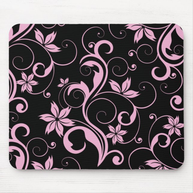 Alfombrilla De Ratón Estampado de flores moderno retro rosado Mousepad (Frente)