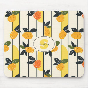 Alfombrilla De Ratón Estampado de frutas cítricas amarillas soleadas co