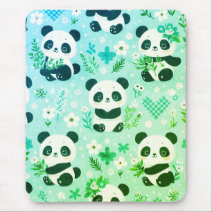 Alfombrilla De Ratón Estampado de oso panda verde