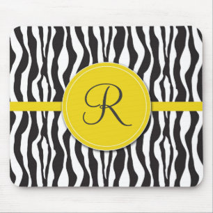 Alfombrilla De Ratón Estampado de zebra amarillo femenino Mousepad del