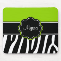 Estampado de zebra Mousepad de la verde lima