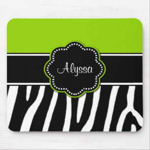 Alfombrilla De Ratón Estampado de zebra Mousepad de la verde lima